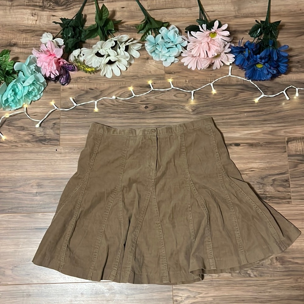 Tan Corduroy Skater Skirt